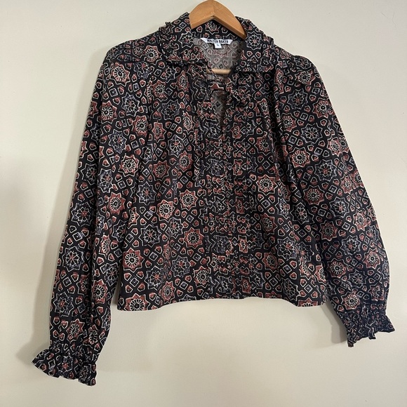 Walter Baker “Cameron” Mosaic Print Ruffle Blouse | Size S - Picture 2 of 8